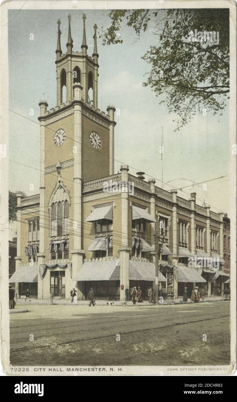 City Hall, Manchester, N. H., still image, Postcards, 1898 1931 Stock