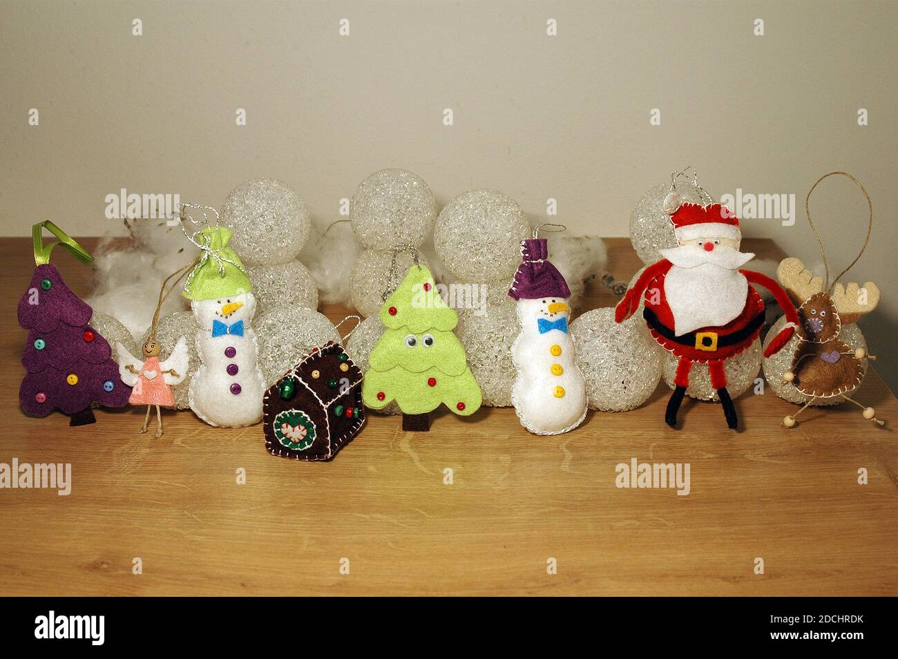 Felt Christmas hand sewn unique decorations Stock Photo Alamy