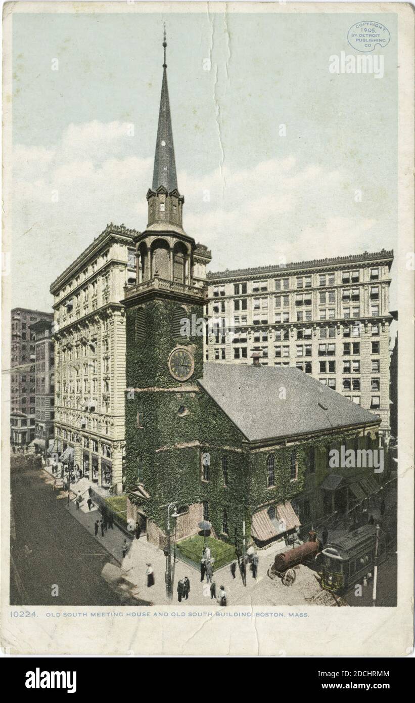 Old South Meeting Place and Old South Bldg., Boston, Mass., still image, Postcards, 1898 - 1931 Stock Photo