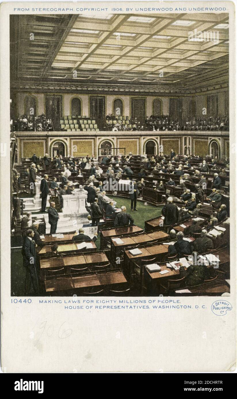 The Capitol, House of Representatives making laws, Washington, D.C., still image, Postcards, 1898 - 1931 Stock Photo