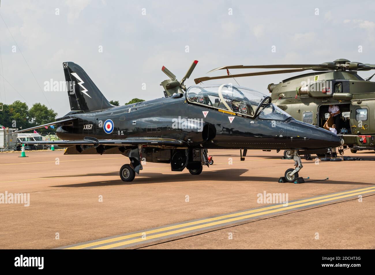 Royal Air Force Hawk T1 trainer jet on the tarmac of RAF Fairford. UK - July 13, 2018 Stock Photo