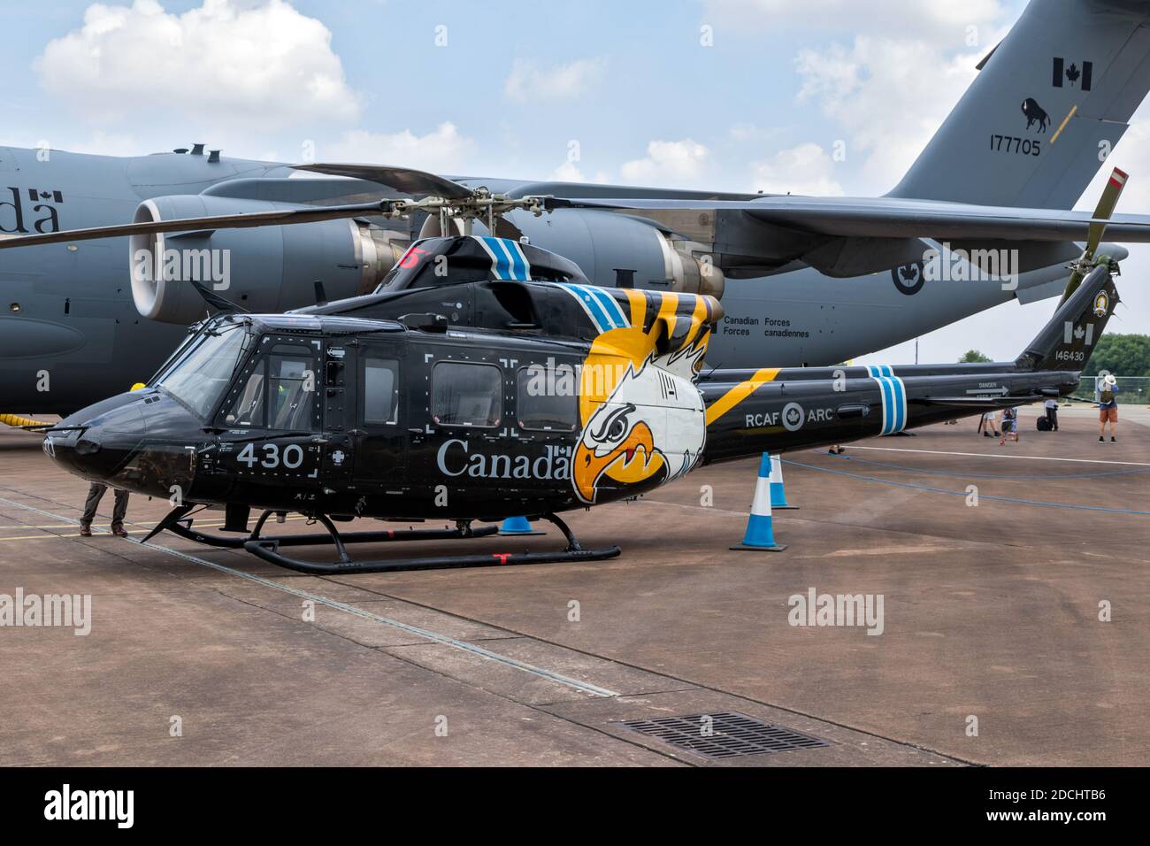 Bell CH-146 Griffon helicopter of the Canadian Armed Forces on the tarmac of RAF Fairford. UK - July 13, 2018 Stock Photo