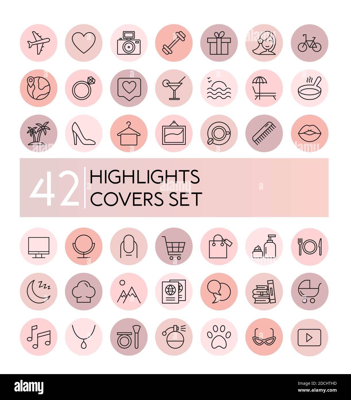 highlight vector illustration icons set. Social media collection of pink  flat line covers for female account, blogger stories, lifestyle fashion  Stock Vector Image & Art - Alamy
