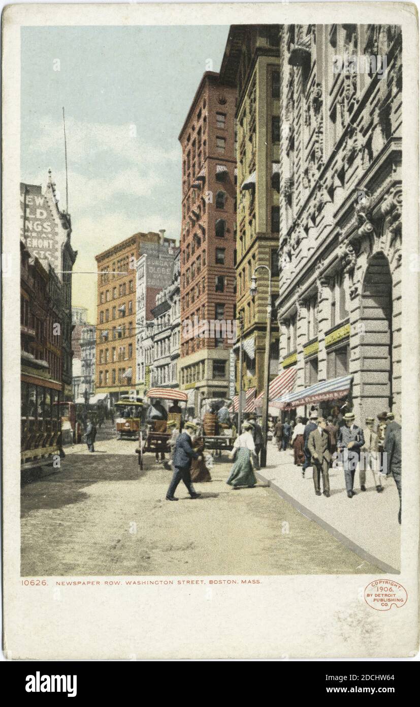 Newspaper Row, Washington Street, Boston, Mass., still image, Postcards, 1898 - 1931 Stock Photo