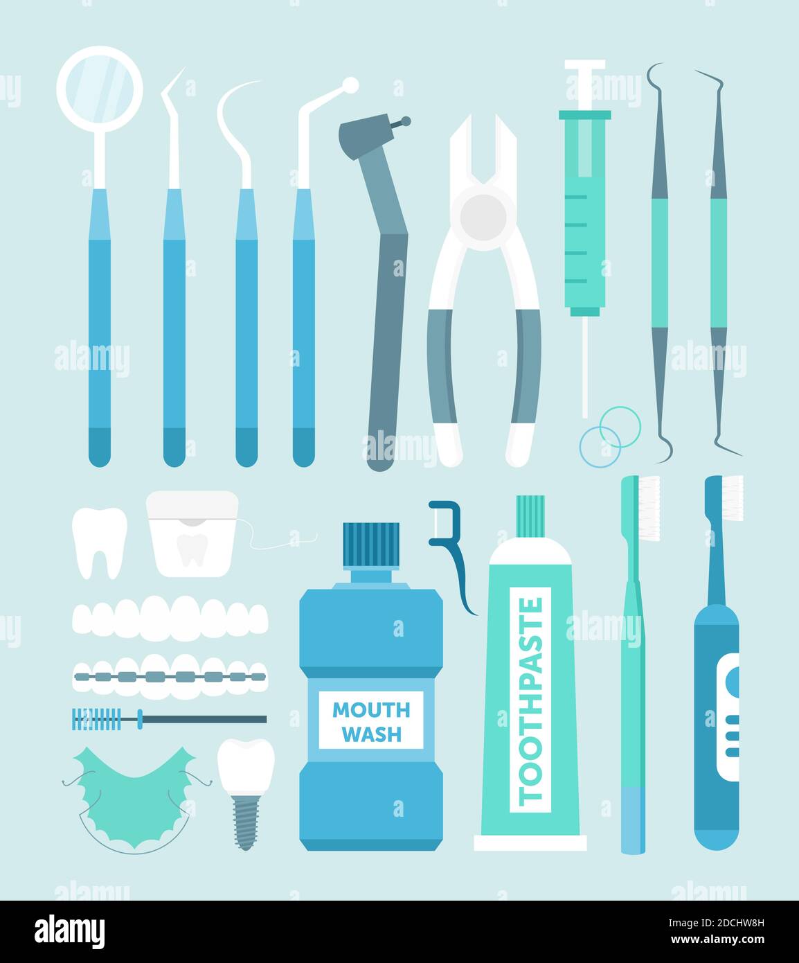 Dentist Tools Silhouette, Dental Hygienist Medical Equipment SVG