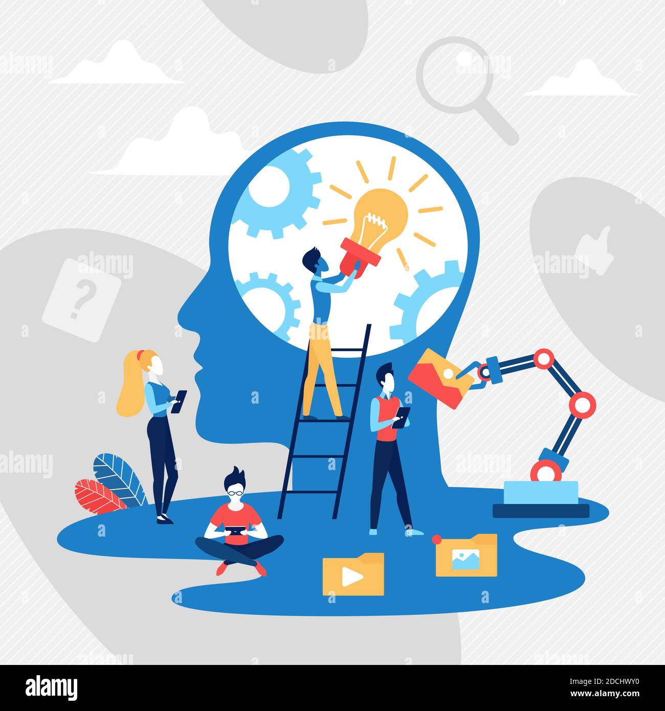 Load creative idea concept vector illustration. Cartoon tiny