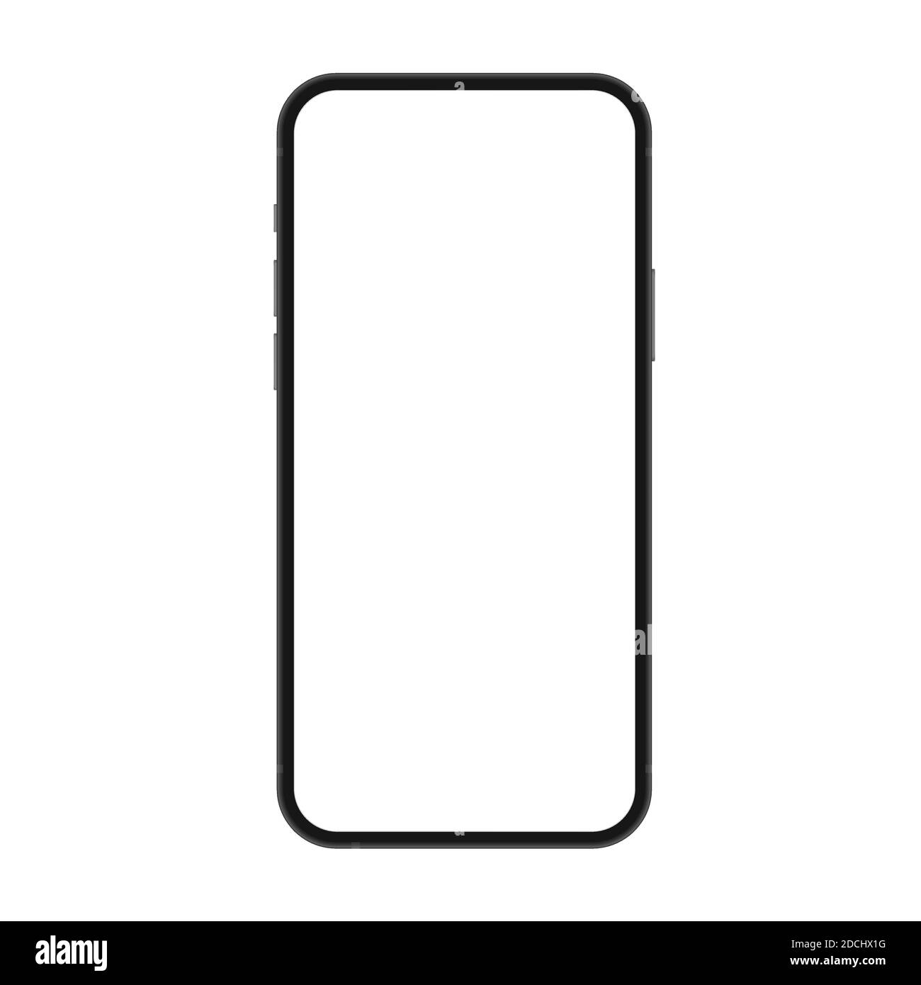 New version Realistic black frameless slim smartphone with blank white screen vector illustration Stock Vector