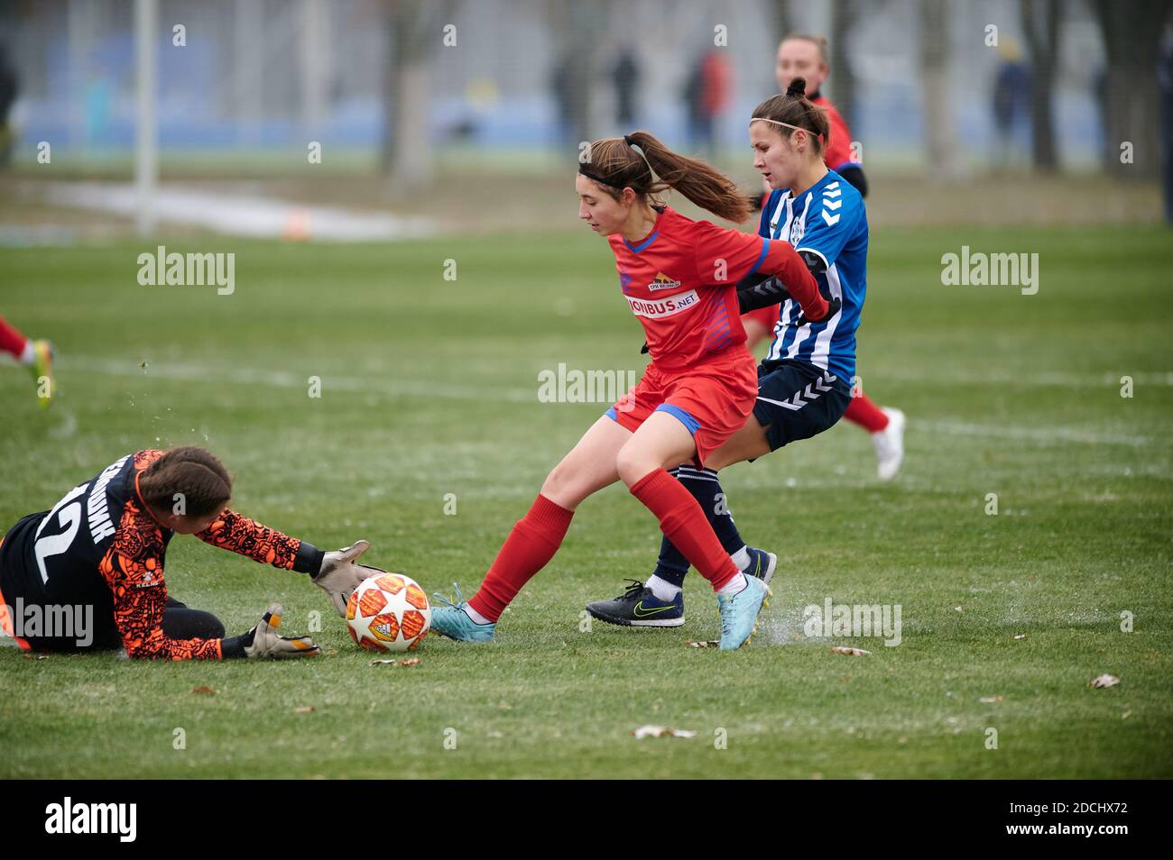 KHARKIV, UKRAINE - NOVEMBER 20, 2020: The football match of Ukrainian  Football match of Ukraine league Zhitlobud-1 - Nika at Sport camp of  Metallist w Stock Photo - Alamy