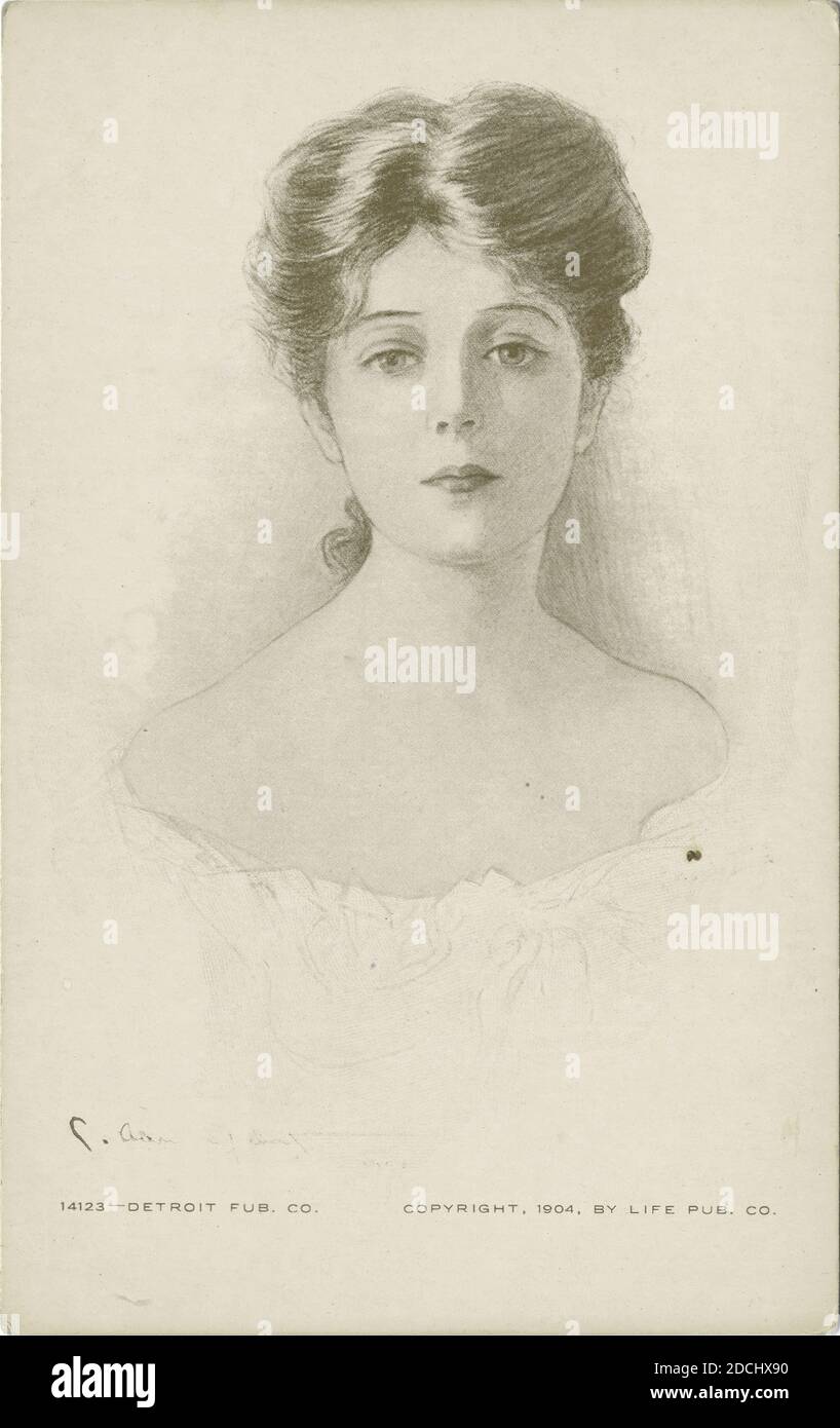 Girl, Life Cartoons, still image, Postcards, 1898 - 1931 Stock Photo