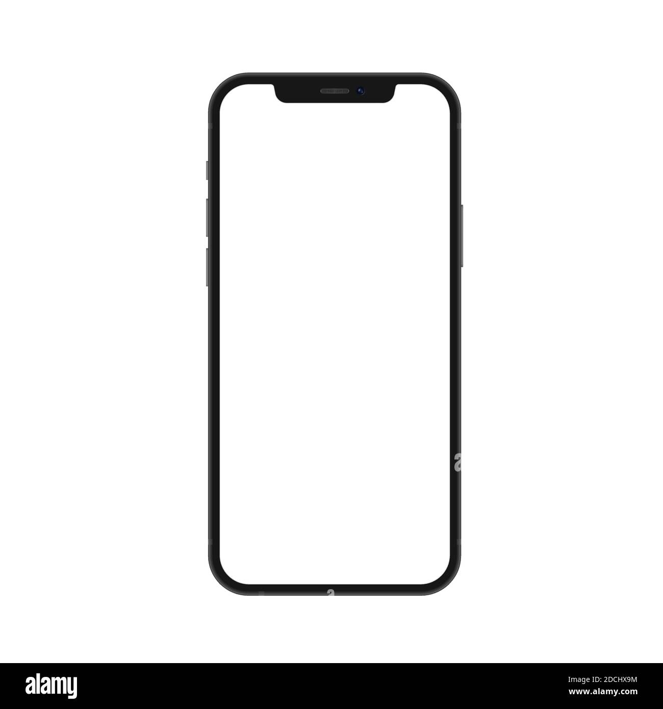 New version of black and white slim smartphone with blank white screen ...