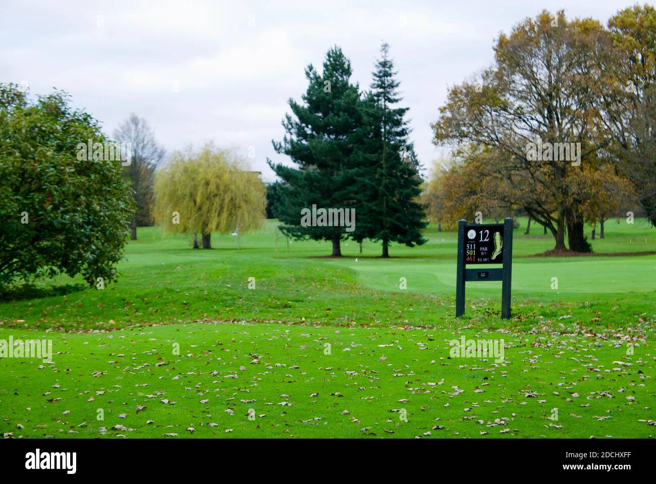 Empty golf course fields. Hendon golf club closed due to England / UK's second national covid19 lockdown. Hendon, NW7. Stock Photo