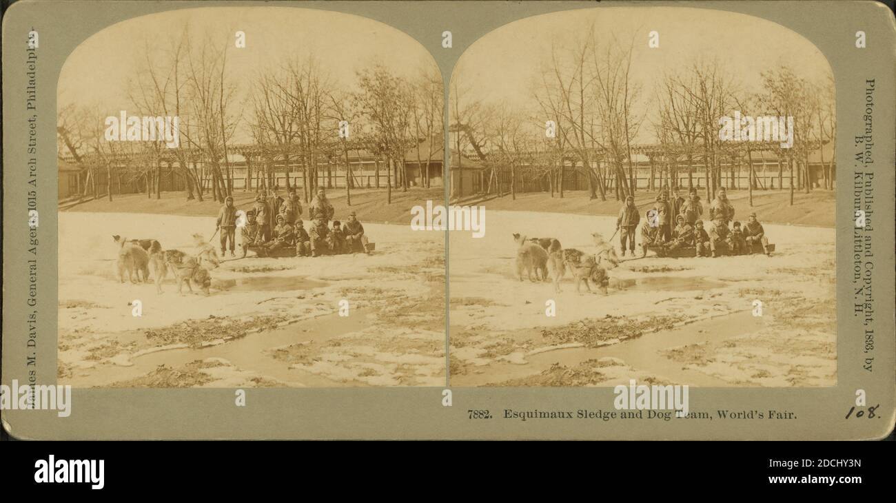 Esquimaux sledge and dog team. World's Fair., still image, Stereographs, 1893, Kilburn, B. W. (Benjamin West) (1827-1909 Stock Photo