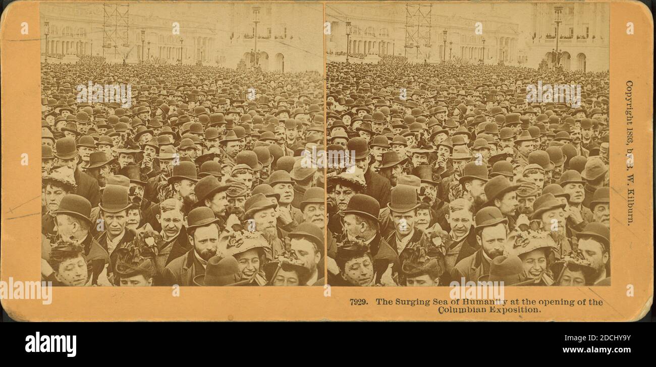 The surging sea of humanity at the opening of the Columbian Exposition., still image, Stereographs, 1893, Kilburn, B. W. (Benjamin West) (1827-1909 Stock Photo