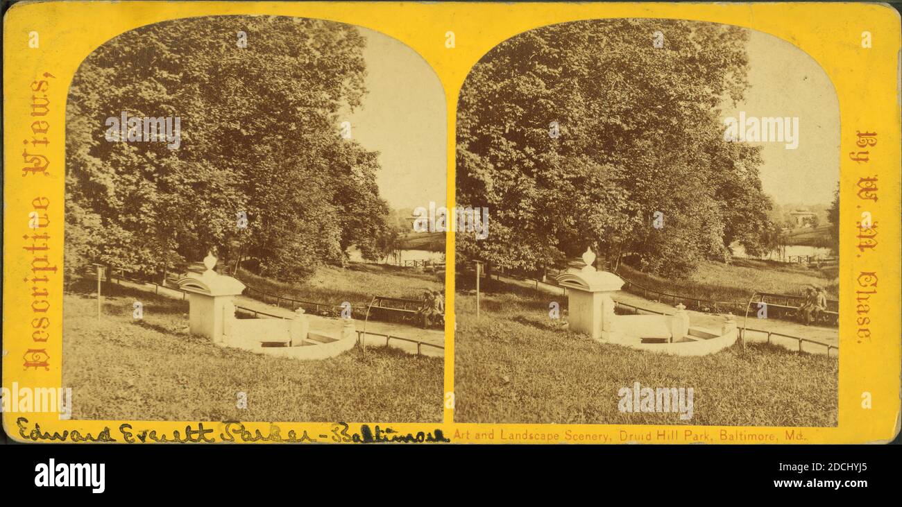 Edmond's Well. Druid Hill Park, Baltimore., still image, Stereographs, 1875, Chase, W. M. (William M.) (ca. 1818-1901 Stock Photo