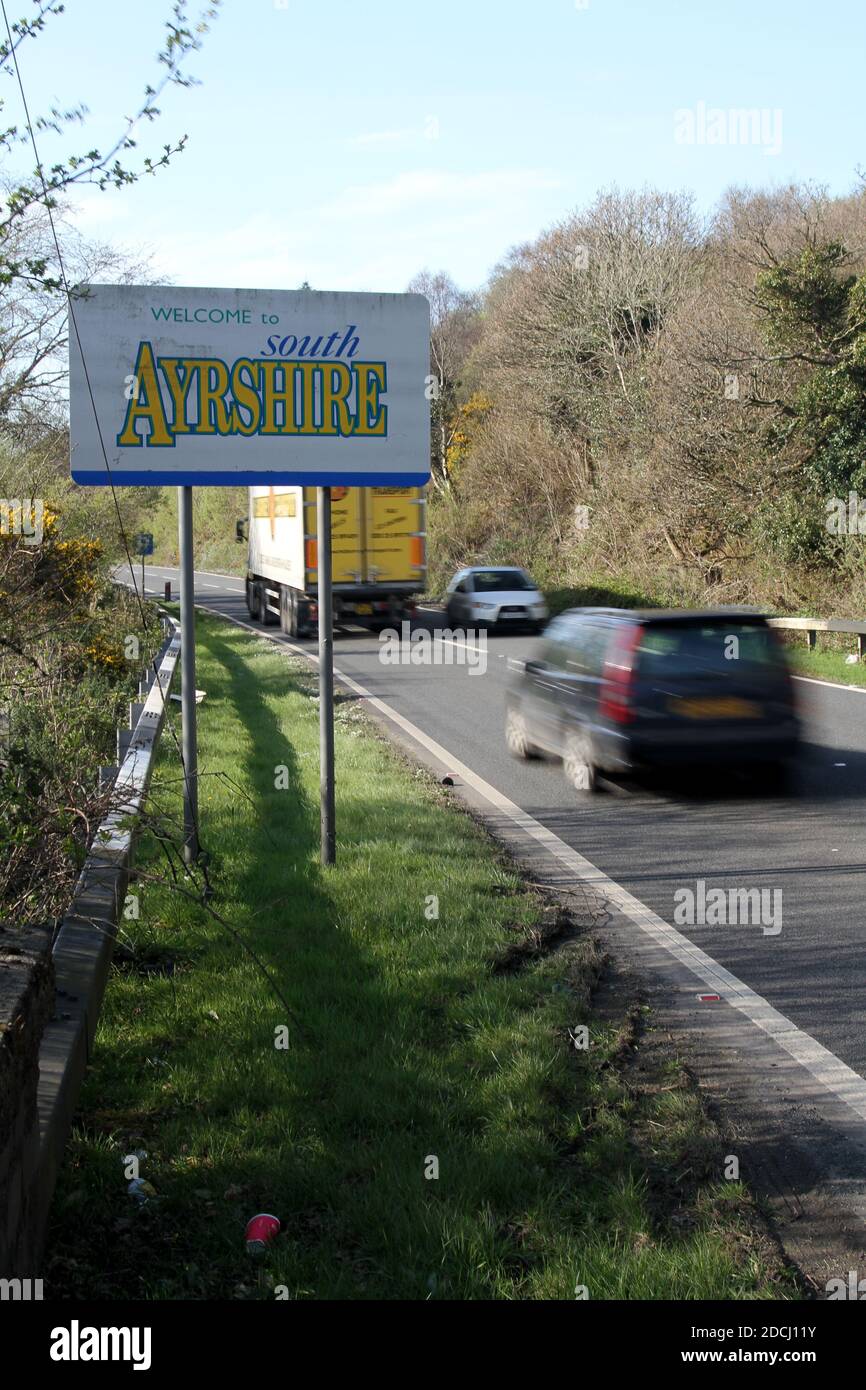 to South Ayrshire road sign, southern end outside Cairnryan on