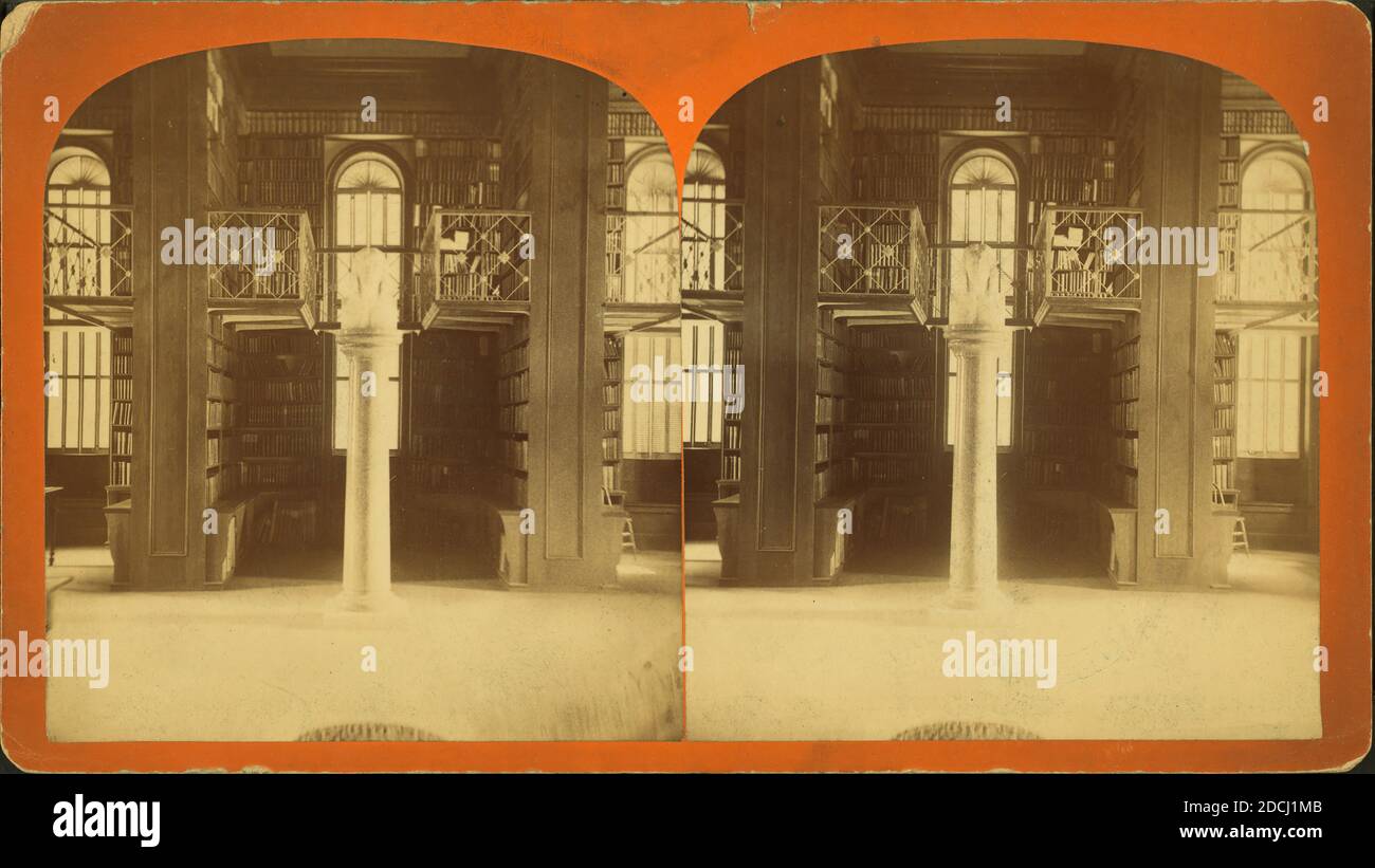 View on entering the library, Colby University., still image, Stereographs, 1850 - 1930 Stock Photo