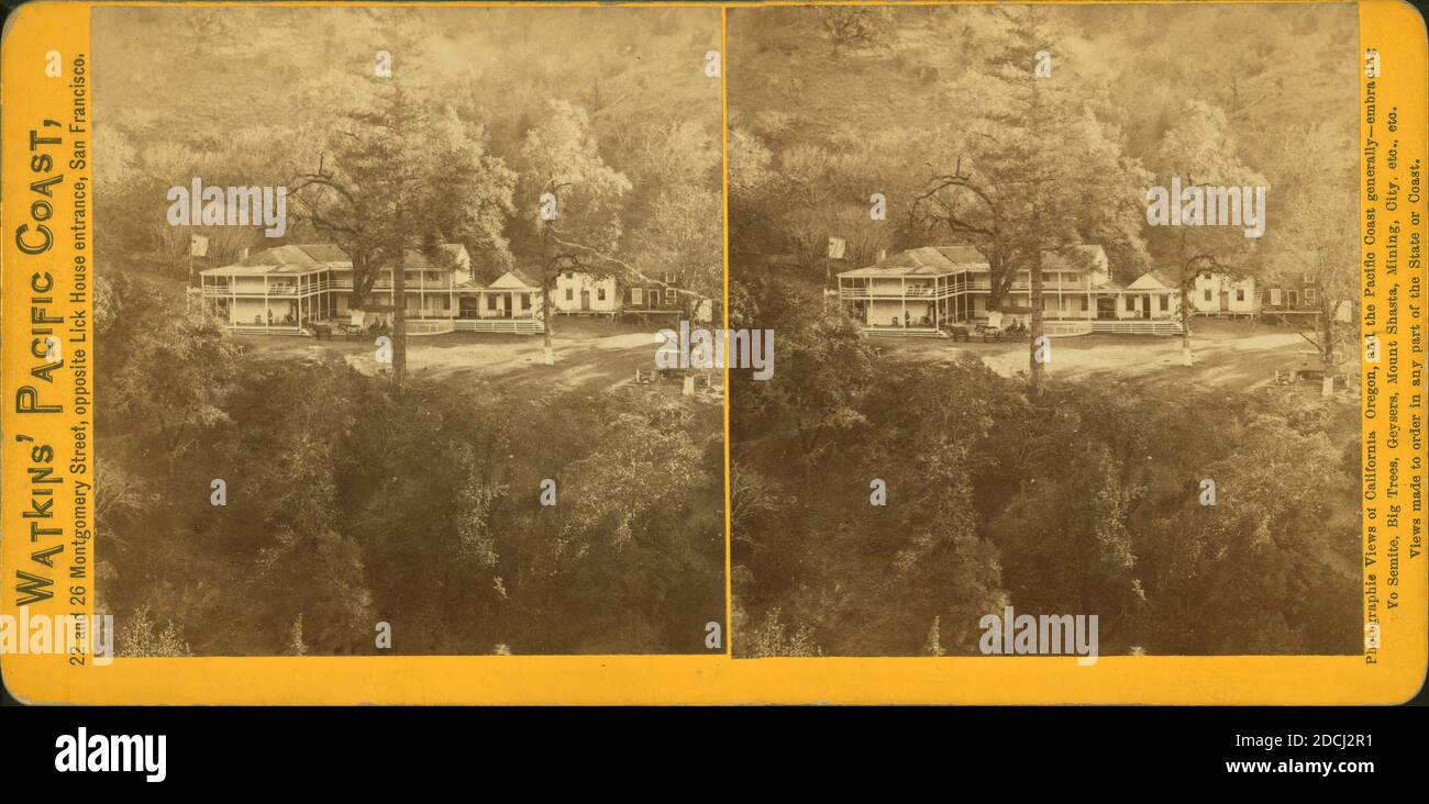 Geyser Hotel., still image, Stereographs, 1861 - 1873, Watkins, Carleton E. (1829-1916 Stock Photo