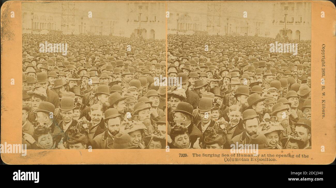 The surging sea of humanity at the opening of the Columbian Exposition., still image, Stereographs, 1893, Kilburn, B. W. (Benjamin West) (1827-1909 Stock Photo