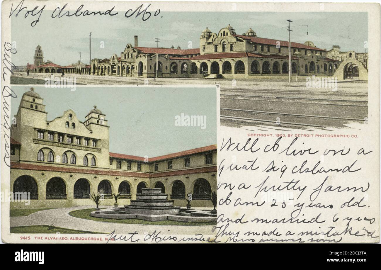 The Alvarado, Albuquerque, N. M., still image, Postcards, 1898 - 1931 Stock Photo