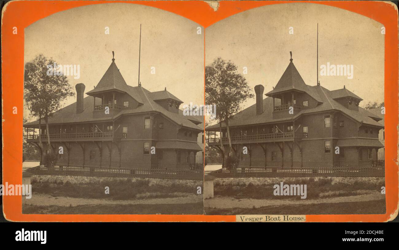 Vesper boat house., still image, Stereographs, 1850 - 1930 Stock Photo