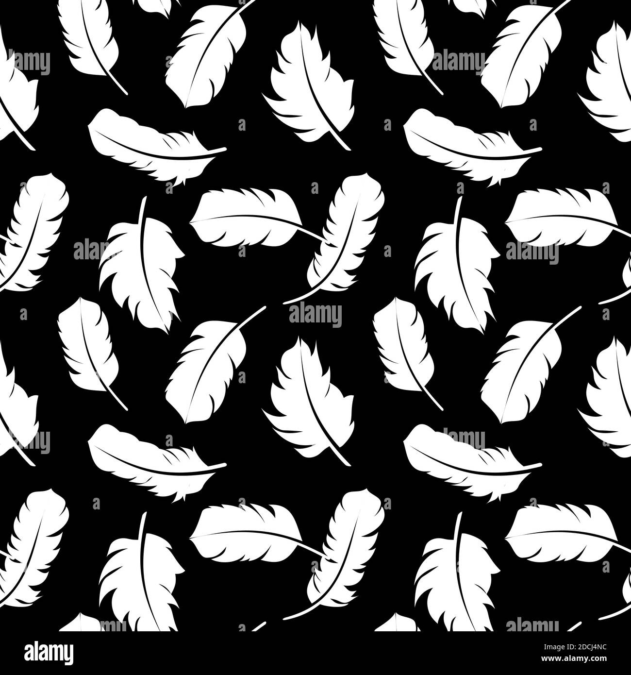 Bird Feather Hand Drawn Seamless Pattern Background Illustration Stock ...