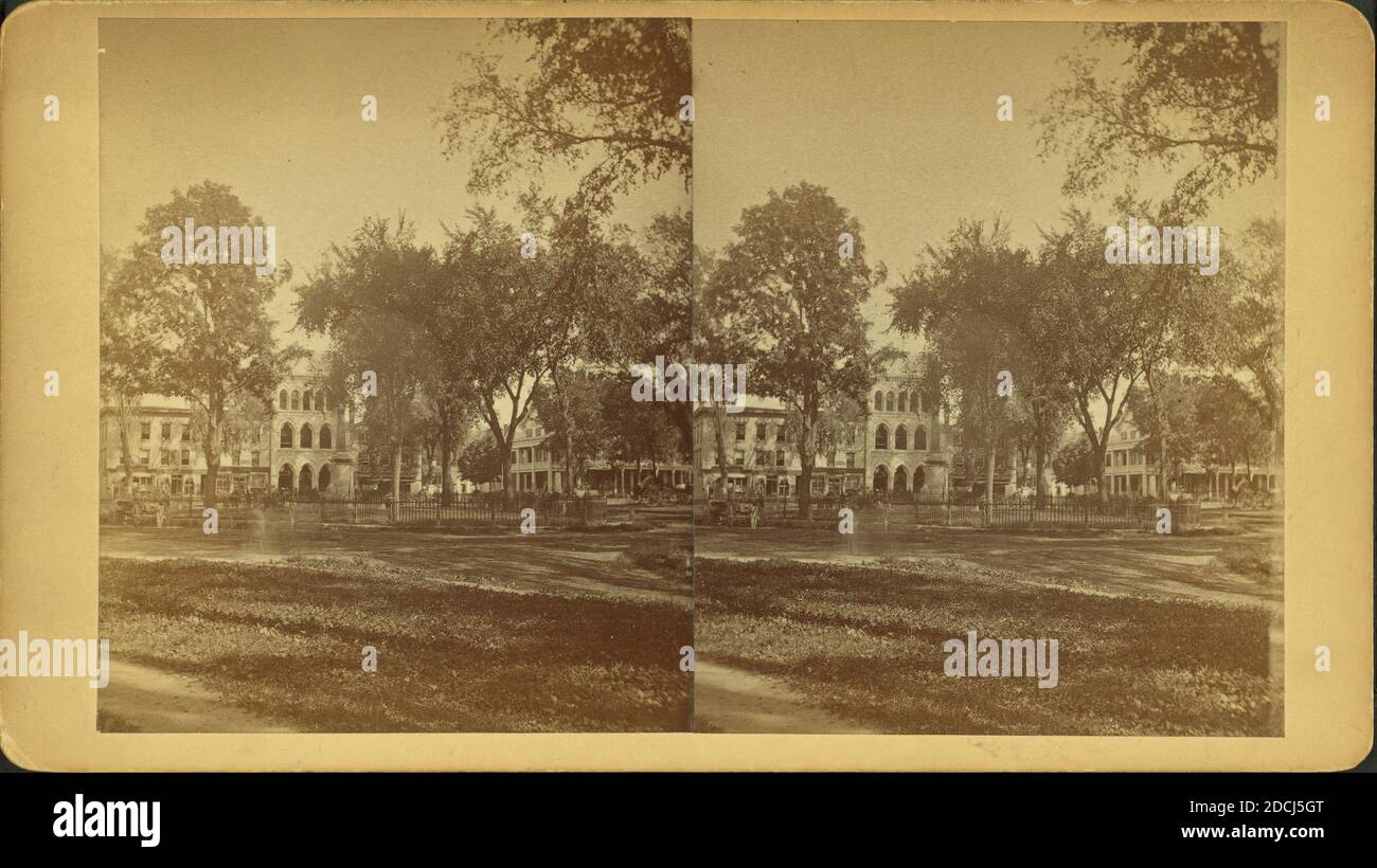 Commons, Greenfield, Mass., Mansion House at extreme right., still image, Stereographs, 1850 - 1930 Stock Photo