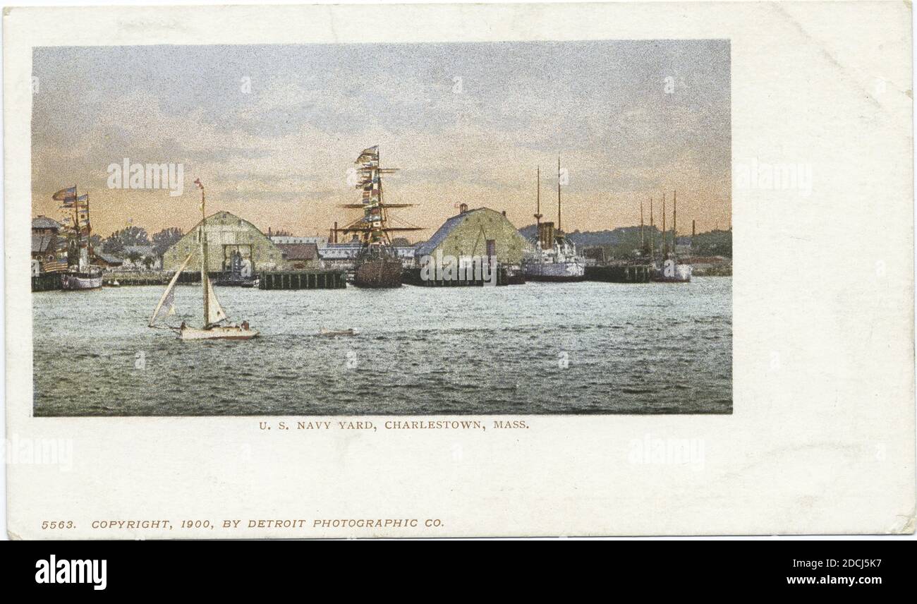 U. S. Navy Yard, Charlestown, Mass., still image, Postcards, 1898 - 1931 Stock Photo
