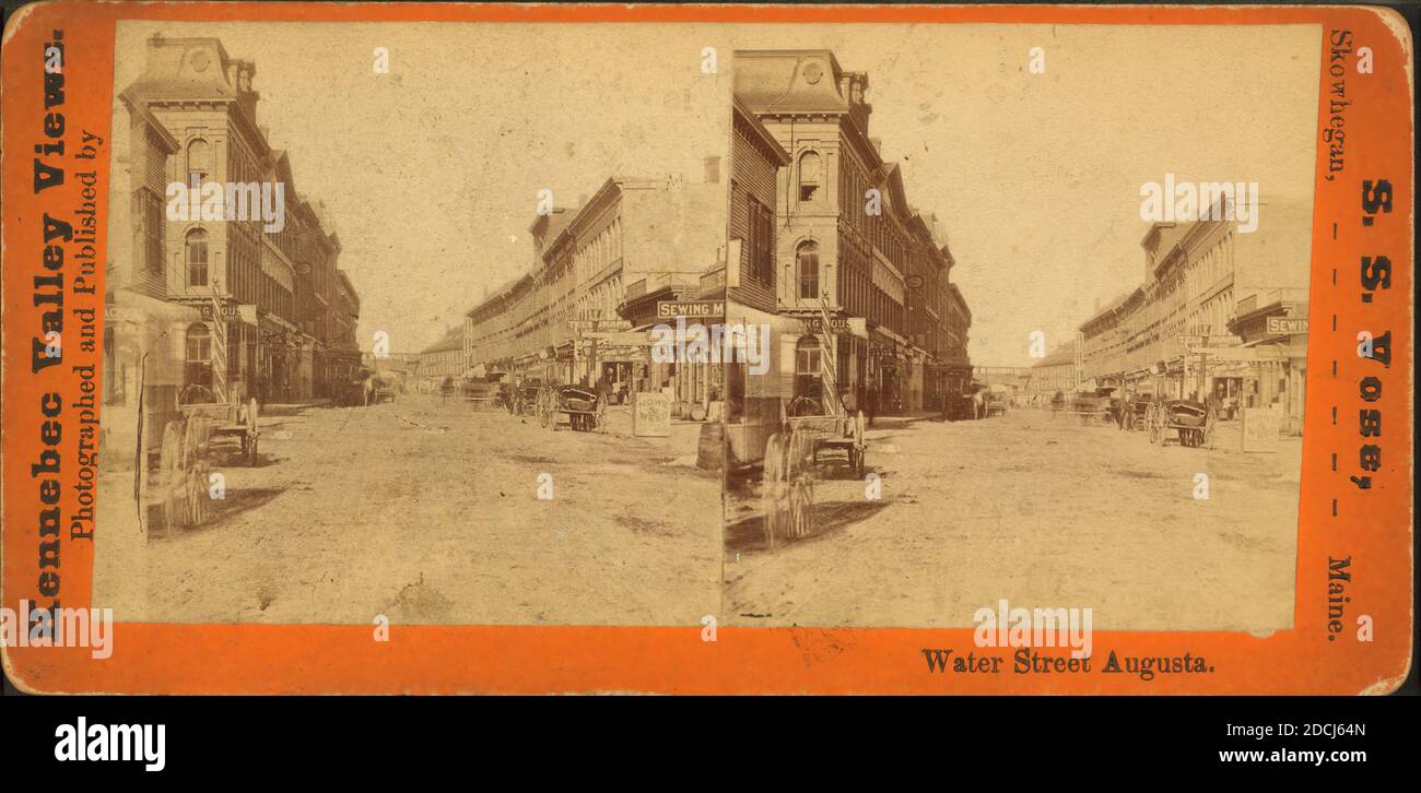 Water Street, Augusta, Maine., still image, Stereographs, 1850 - 1930, Vose, S. S Stock Photo
