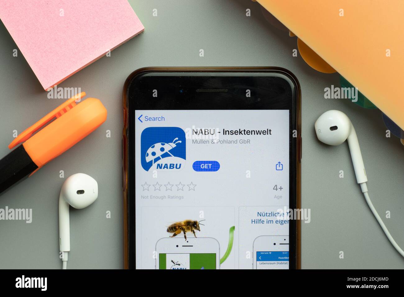 New York, United States - 7 November 2020: NABU Insektenwelt app store logo on phone screen, Illustrative Editorial. Stock Photo