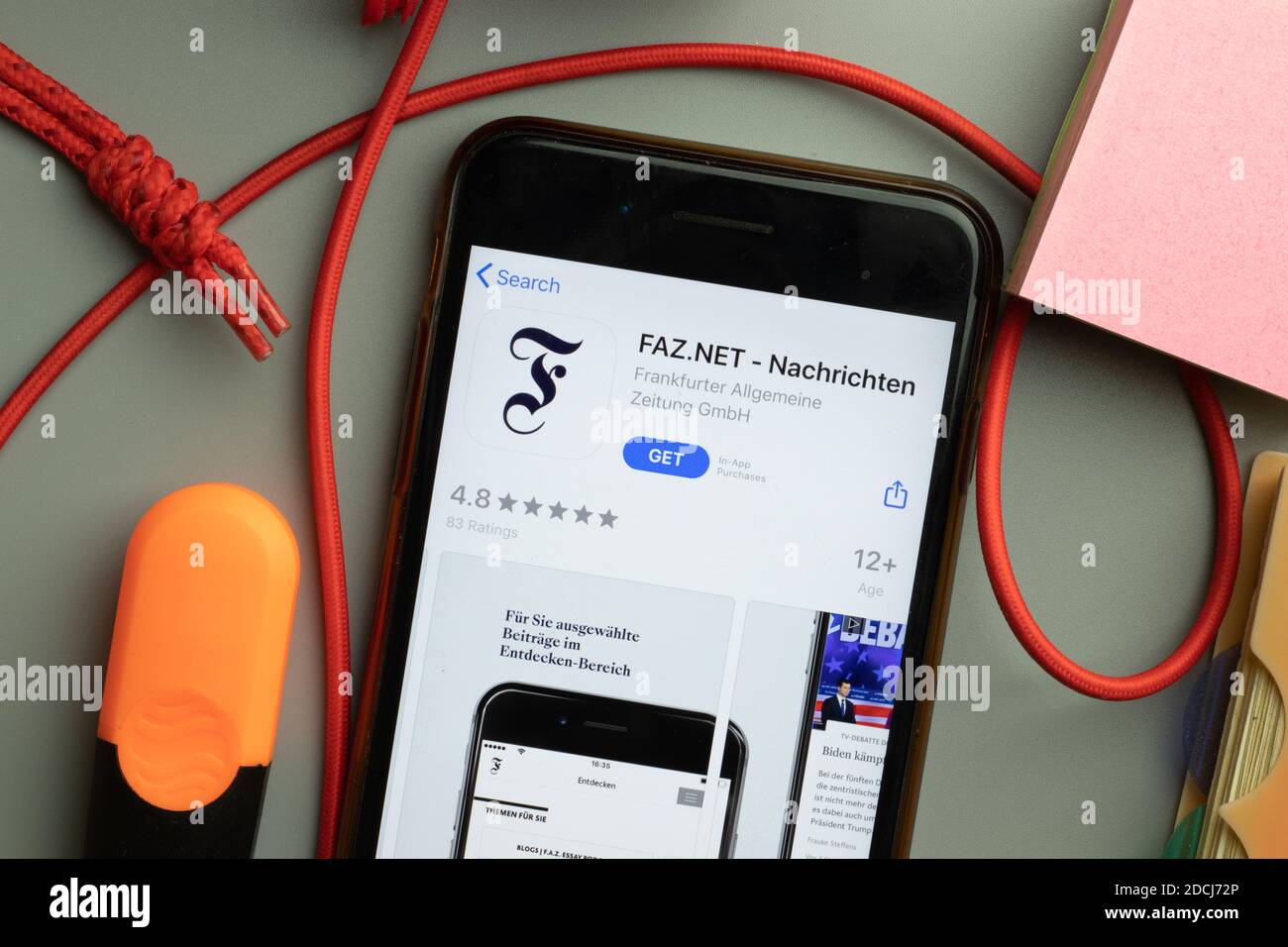 New York, United States - 7 November 2020: FAZ.NET Nachrichten Faz Net app store logo on phone screen, Illustrative Editorial. Stock Photo