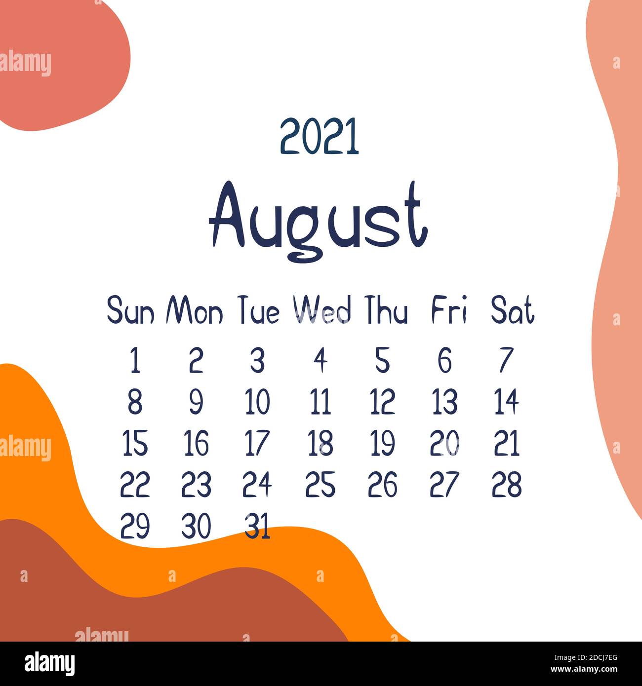 2021 calendar vector colorful hi-res stock photography and images - Page 7  - Alamy