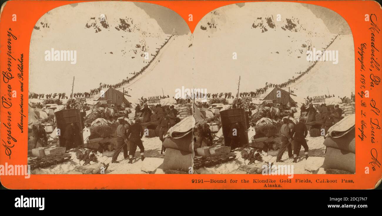 Bound for the Klondike gold fields, Chilkoot Pass, Alaska., still image ...