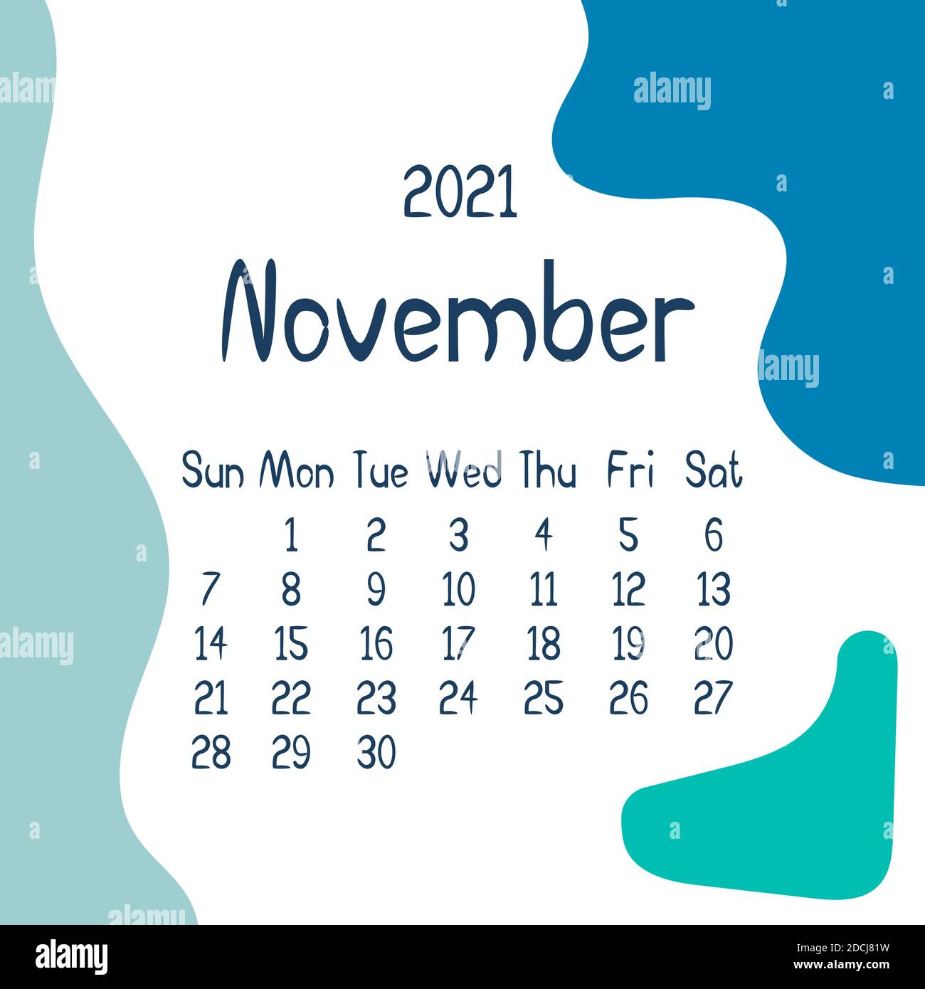 2021 november calendar with abstract shapes on background. Colorful modern calendar with trending colors, monthly planner. Vector flat illustration. M Stock Vector Image & Art - Alamy