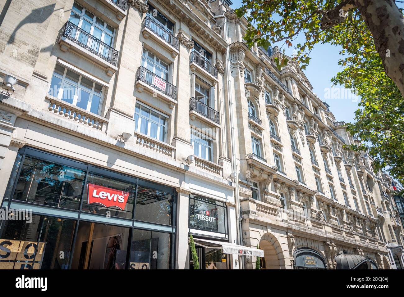 Paris, France - July 06, 2018: Levi's and Tissot stores in world famous Champs  Elysees boulevard Stock Photo - Alamy