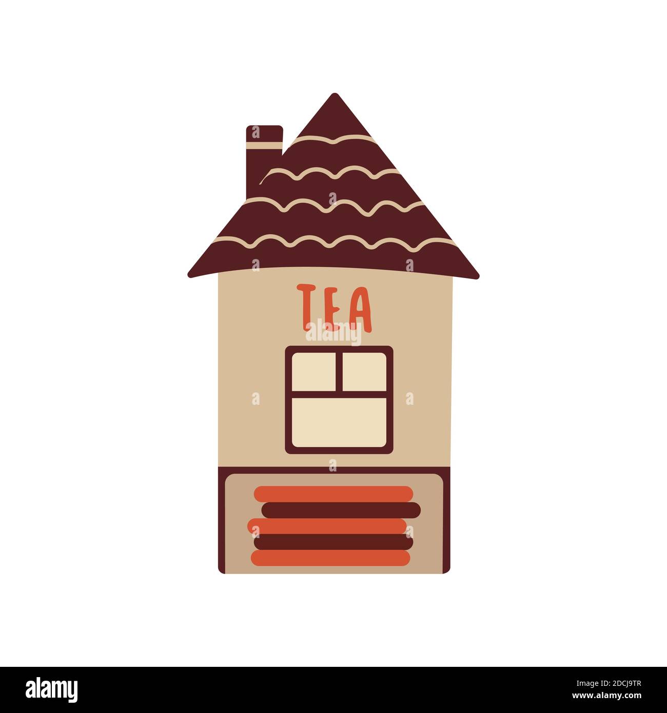 Tea house. Nice house for tea bags. Vector illustration in cartoon