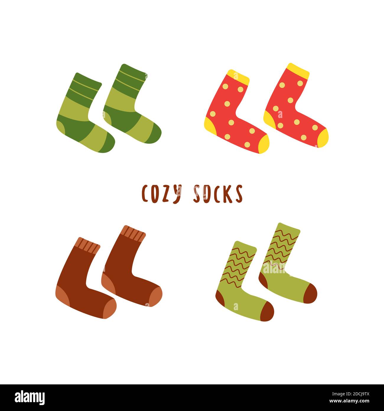 Set warm cozy socks. Comfortable clothes for cold weather. Winter or