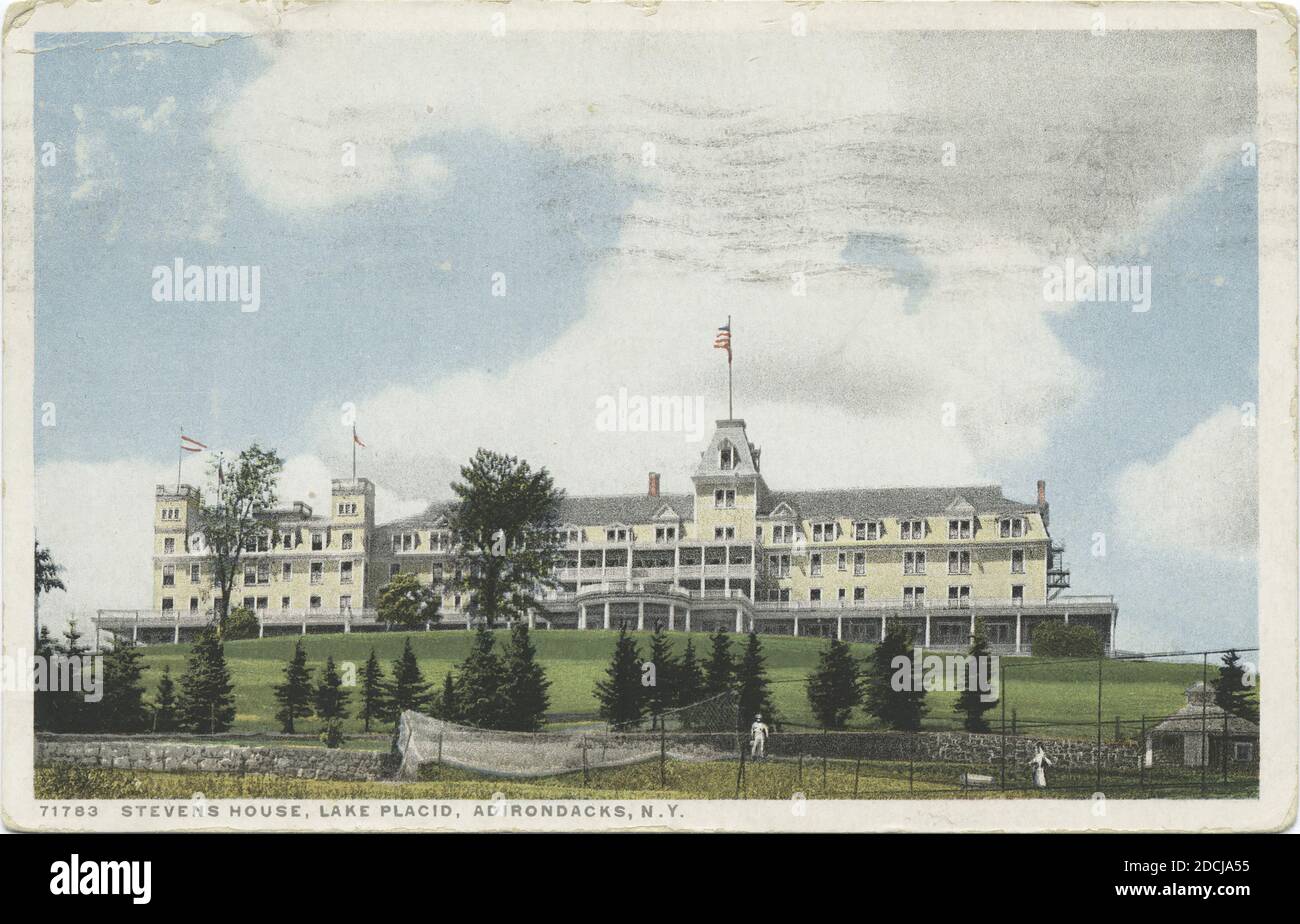 Stevens House, Lake Placid, Adirondacks, N. Y., still image, Postcards, 1898 - 1931 Stock Photo