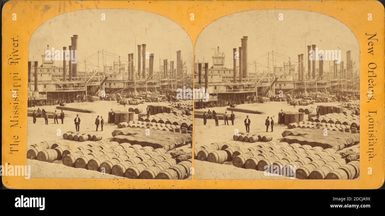 The levee and railroad station., still image, Stereographs, 1850 - 1930 Stock Photo
