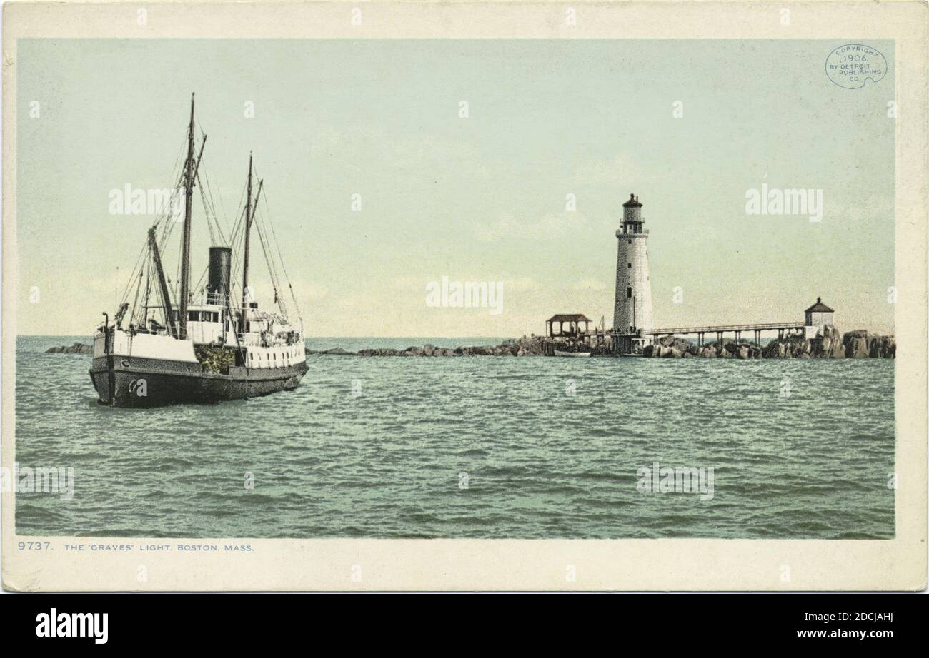 Graves Light, Boston, Mass., still image, Postcards, 1898 - 1931 Stock Photo