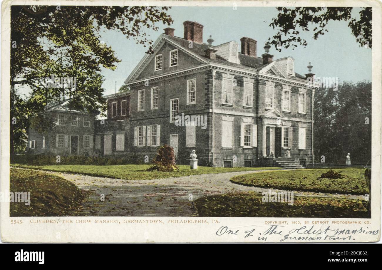 Cliveden, The Chew Mansion, Germantown, Philadelphia, Pa., still image, Postcards, 1898 - 1931 Stock Photo