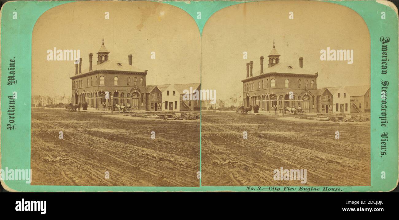 City Fire Engine House., still image, Stereographs, 1850 - 1930 Stock Photo