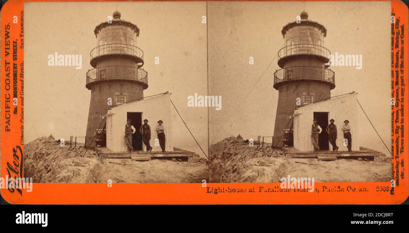 Light-house at Farallon Islands, Pacific Ocean., still image, Stereographs, 1850 - 1930 Stock Photo