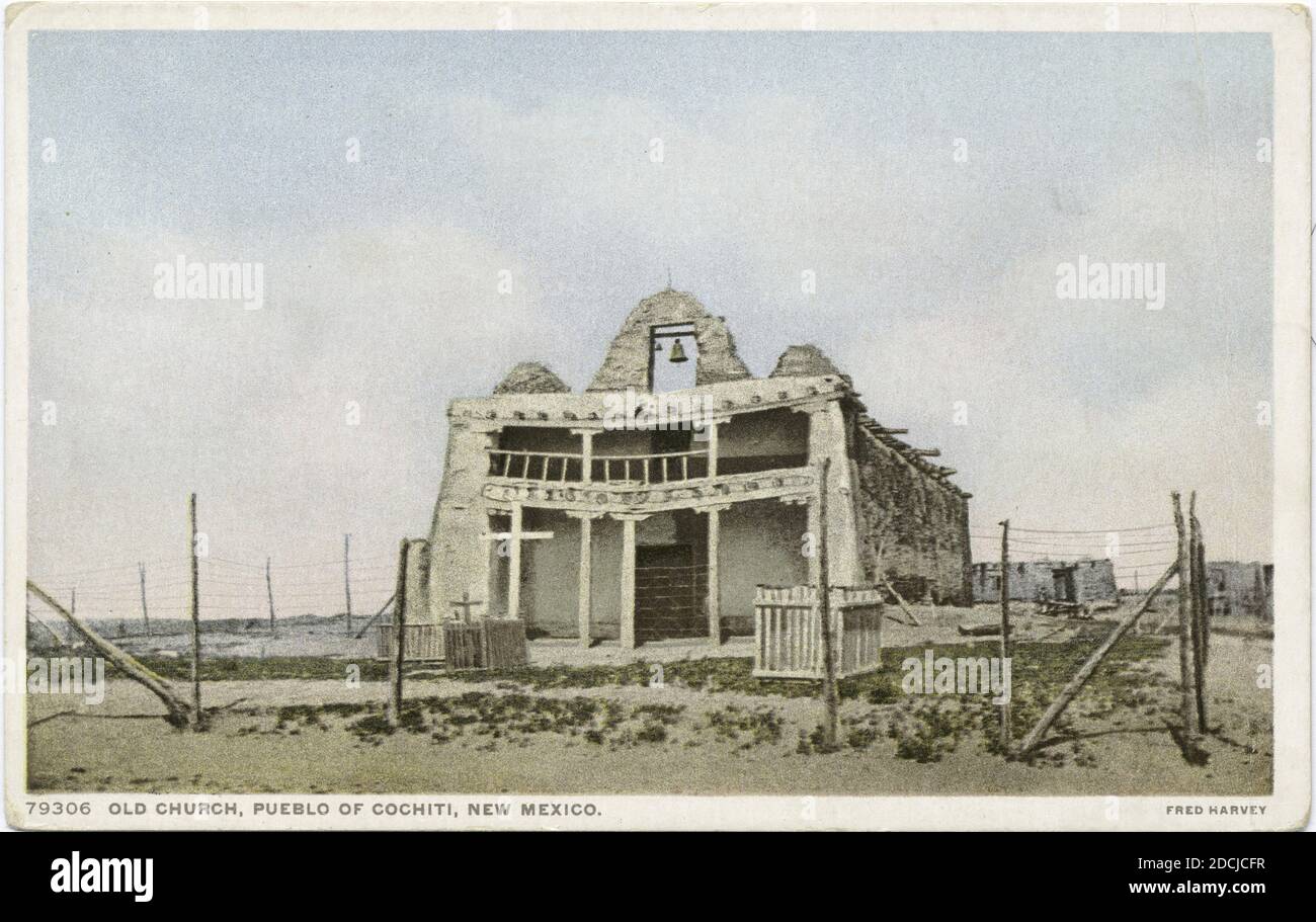 Old Church, Pueblo of Cochiti, New Mexico, still image, Postcards, 1898