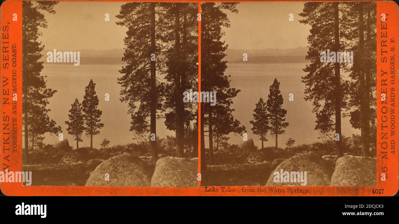 Lake Tahoe from the Warm Springs., still image, Stereographs, 1875, Watkins, Carleton E. (1829-1916 Stock Photo