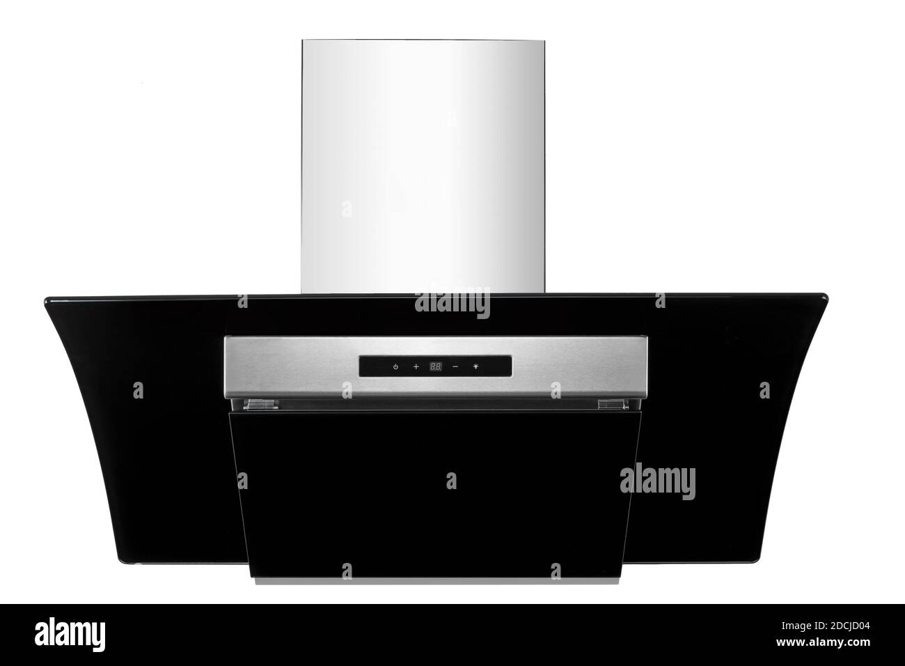 Black kitchen hood on white background Stock Photo - Alamy