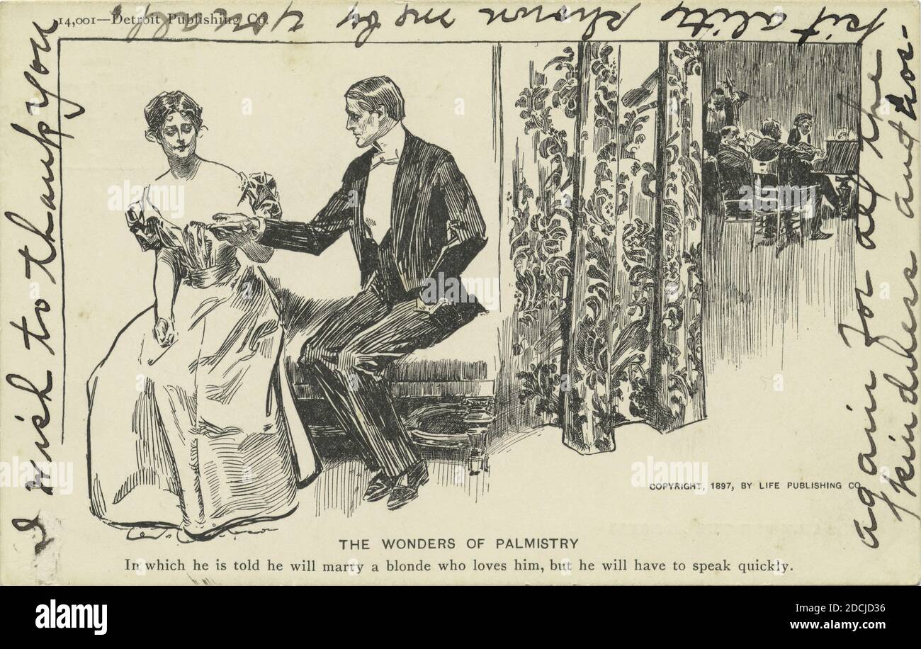 Another Monpoly (or Wonders of Palmistry, error), Life Cartoons, still image, Postcards, 1898 - 1931 Stock Photo