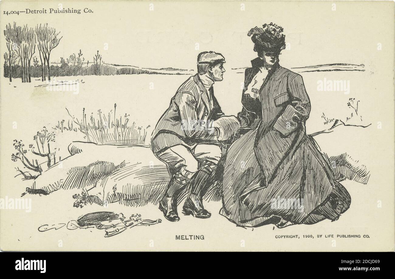 Melting, Life Cartoons, still image, Postcards, 1898 - 1931 Stock Photo