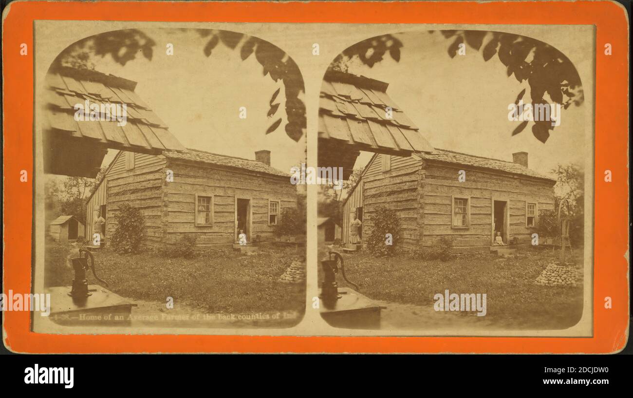 Home of an average farmer of the back counties of Indiana., still image, Stereographs Stock Photo