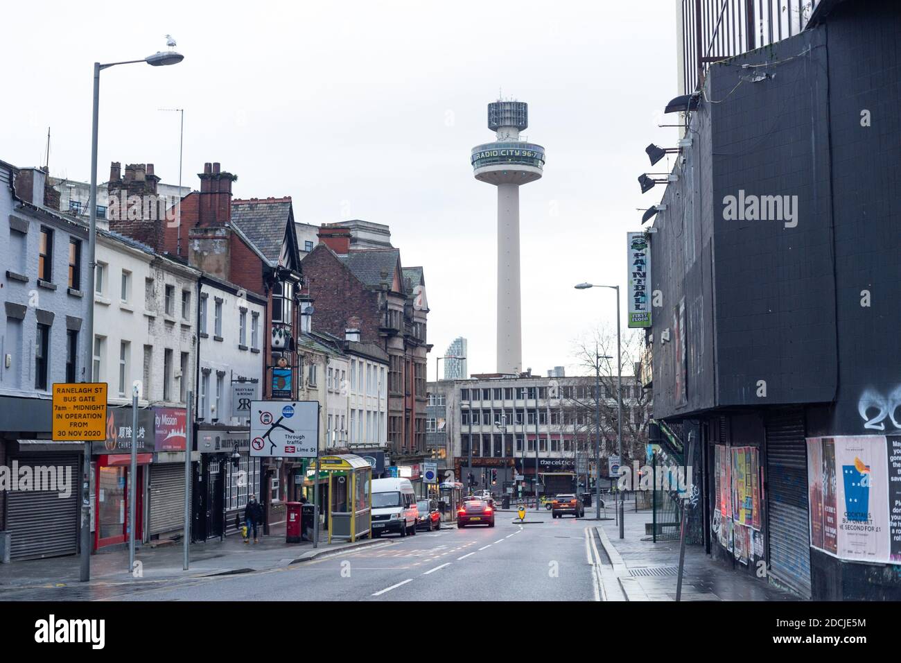 Liverpool city radio tower, St. John's Beacon, radio city 96.7, liverpool, taken from Mount Pleasant Stock Photo