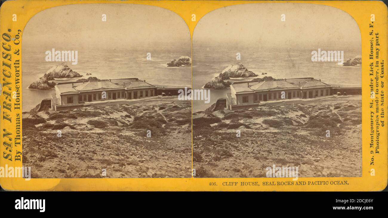 Cliff House, Seal Rocks, and Pacific Ocean., still image, Stereographs
